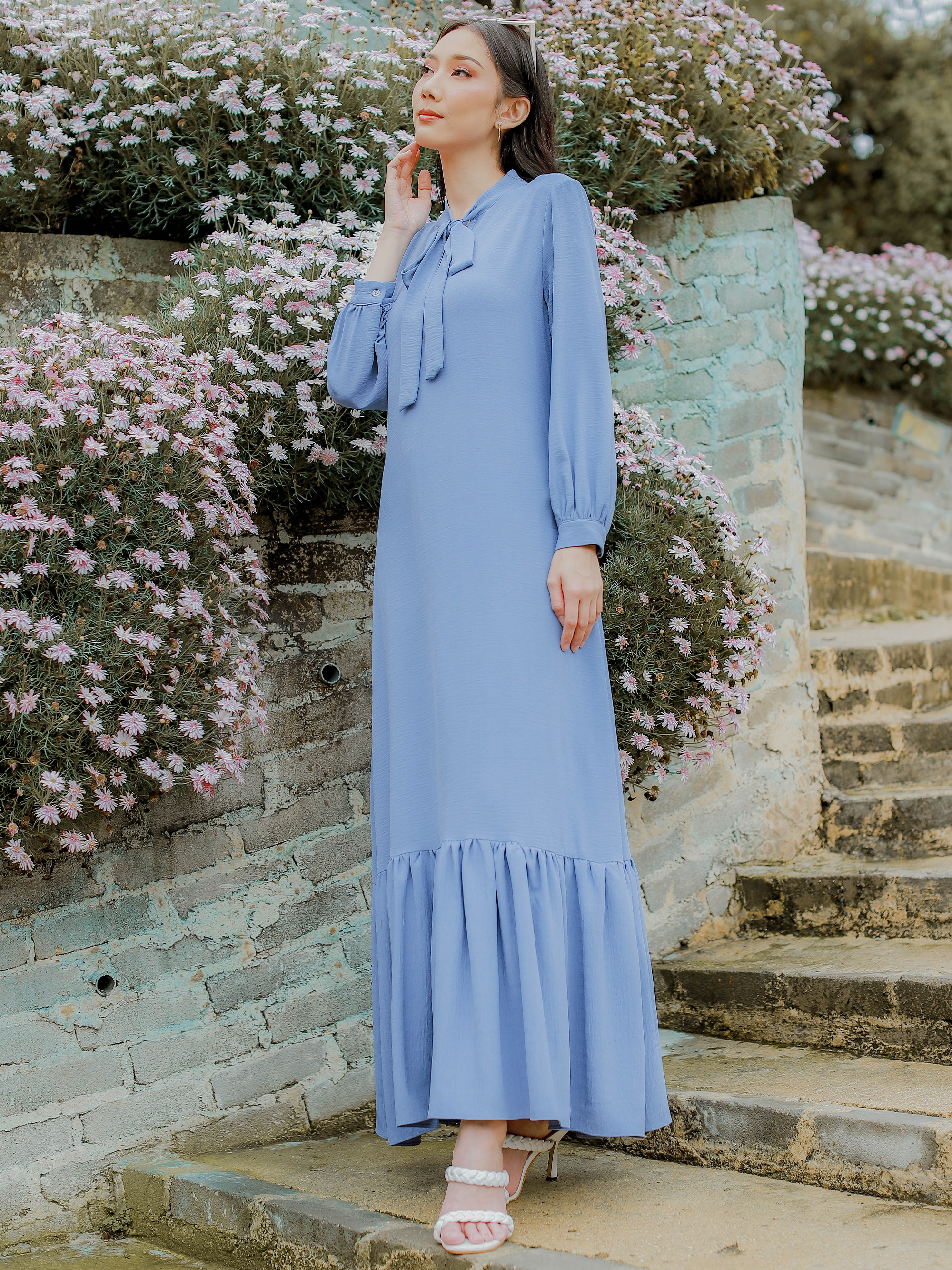 Dusty blue maxi dress casual top